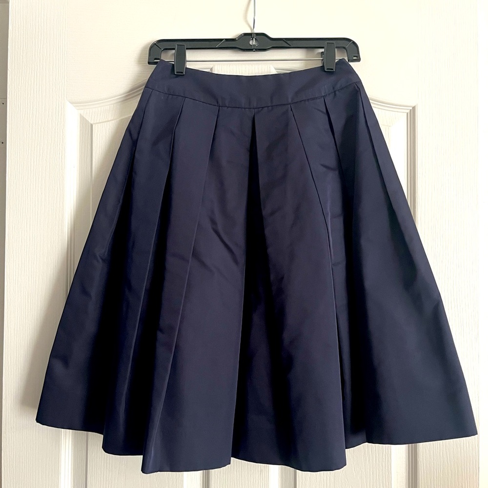 Chanel Pleated Silk Skirt - Navy